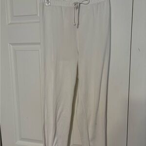 Basic Stretchy White Drawstring Pants